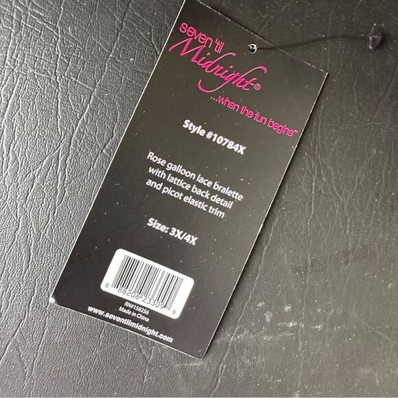 NWT Seven til midnight Yandy lacy longline lattice bralette in wine Sz 3X/4X - Picture 3 of 9